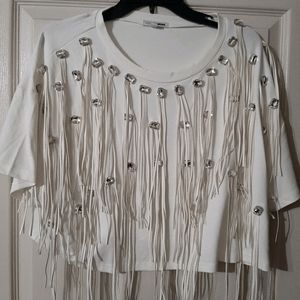 Blouse with fringe